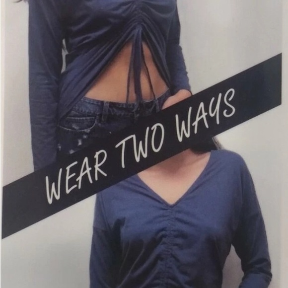 American Original Rewash ruched Purple Top V-neck Wear 2 Ways Size Small - Picture 1 of 8